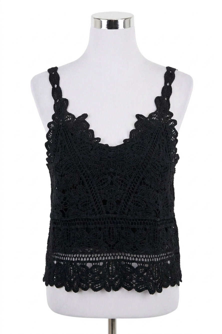 NEW BLUIVY crochet layering cami tank top in black
